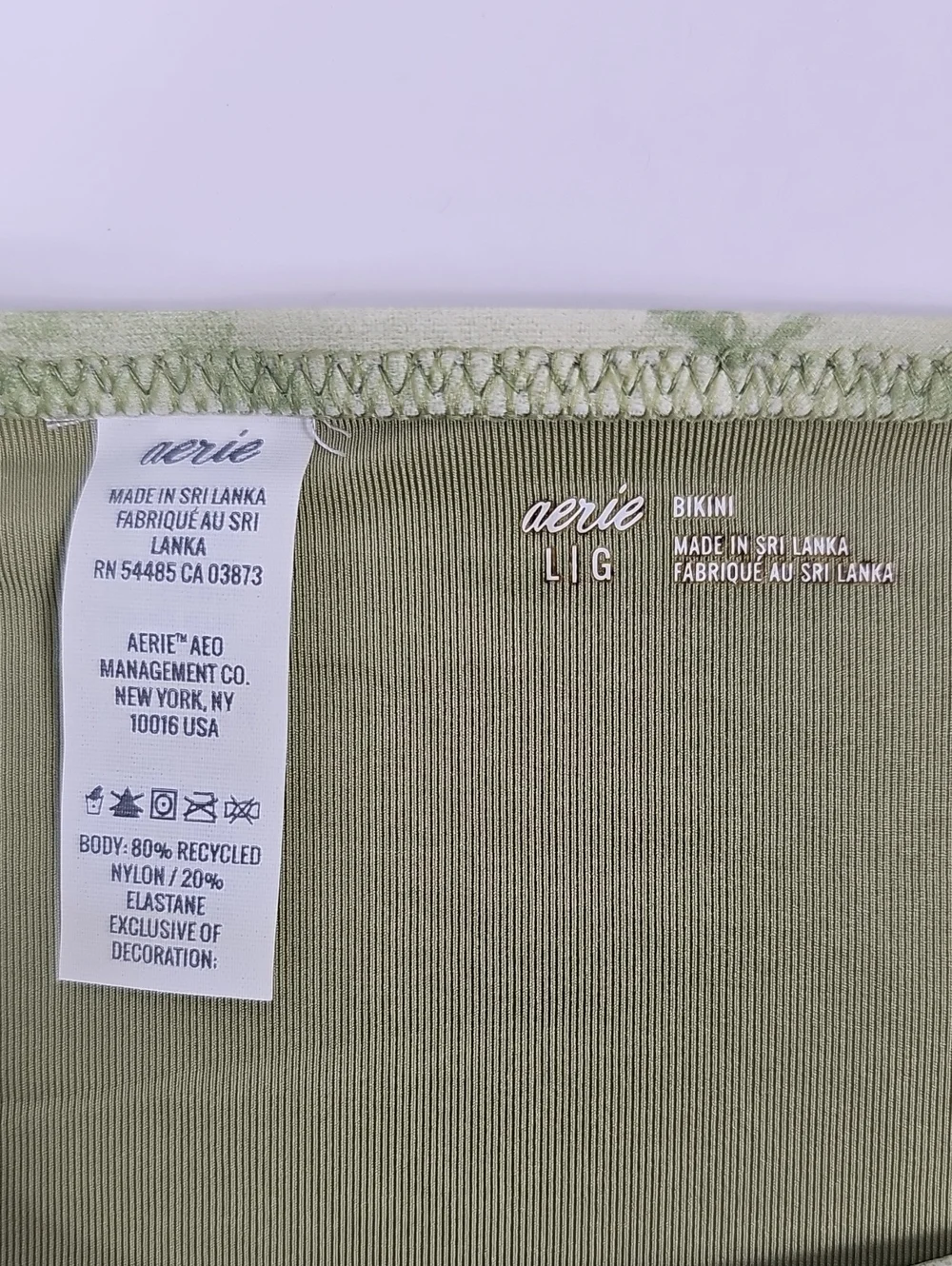 NWT Aerie Green Tie Dye Daisy Embroidered Bikini Bottom Size L Swim Boho Earthy